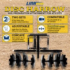 LinkEZE Disc Harrow – Soil Preparation Attachment for ATV/UTV