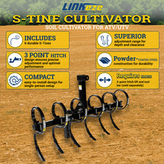 LinkEZE S-Tine Cultivator – Soil Cultivator for ATV/UTV